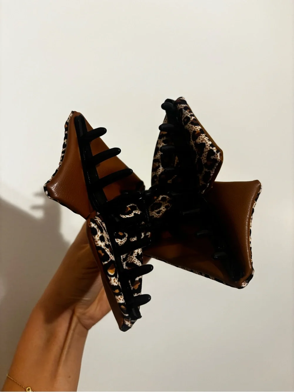 Leopard & Brown Leather Hair Claw